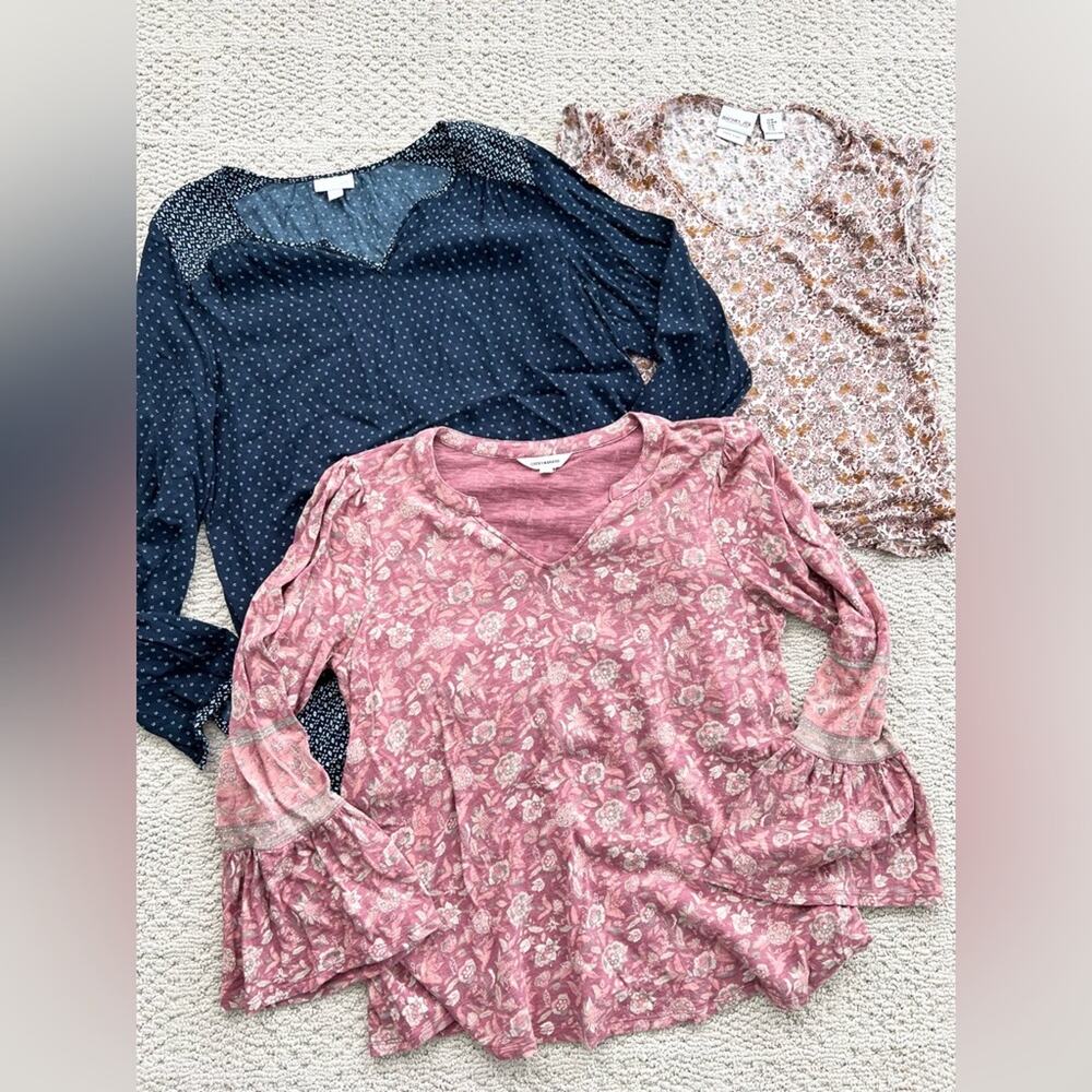 Lucky brand lot of 3 assorted bohemian tops Rachel Zoe j Jill size medium